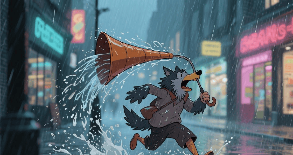 搞笑瞬间：雨中被淋成落汤鸡